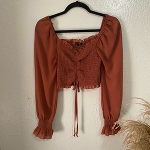 Off-The-Shoulder Brown Crop Top